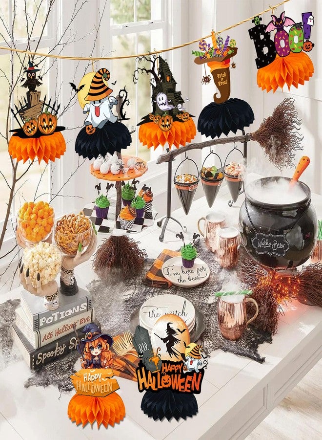 Lucleag 9 Pieces Halloween Honeycomb Centerpiece Party Decoration, Pumpkin Witch Ghost Table Toppers Decoration, 3D Halloween Honeycomb Centerpiece Table Decor for Halloween Party Supplies Gifts - Image 2